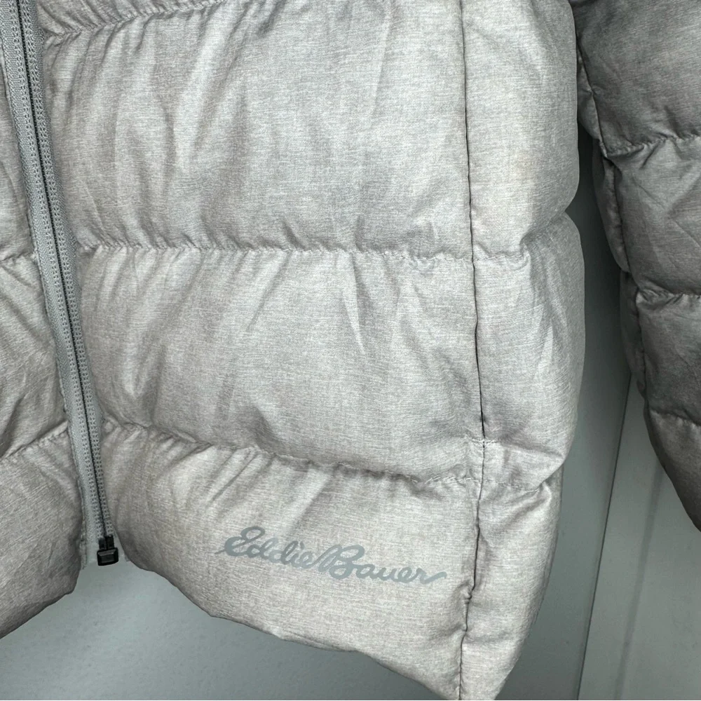 Eddie Bauer EB650 Down Quilted Puffer Jacket Silver Women’s Large Packable EUC - Picture 6 of 7